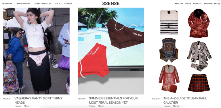 ssense website - shopping suggestion