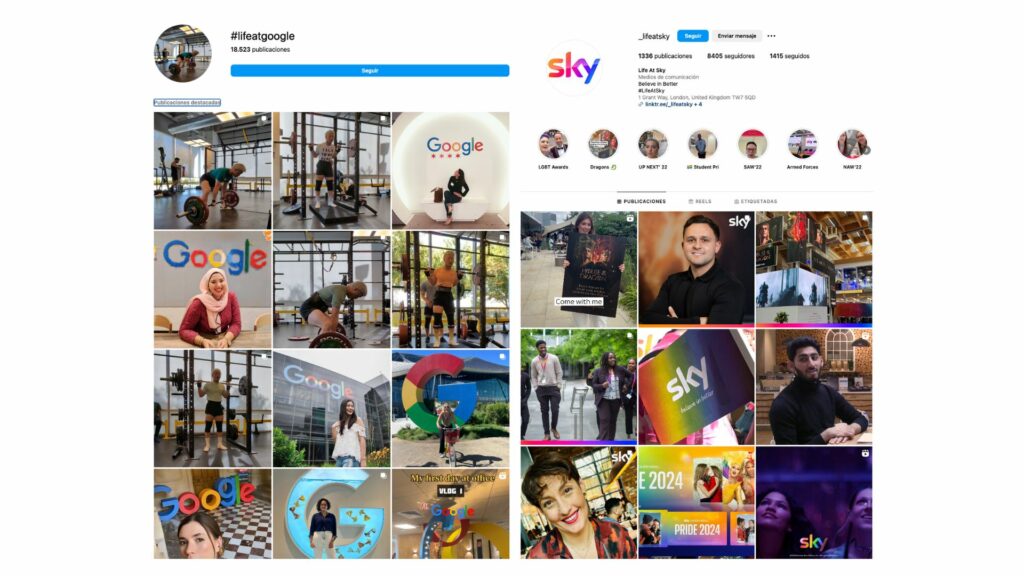 Google and Sky life at work (instagram)